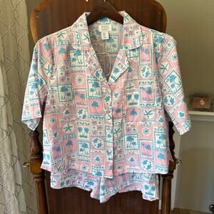 Sigrid Olsen Beach Sleepwear pajamas size small shorts and crop shirt sleeve